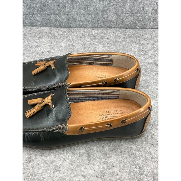 G.H. Bass Howell Black Brown Leather Tassel Slip On Driving Loafer Men 9M - Picture 11 of 11
